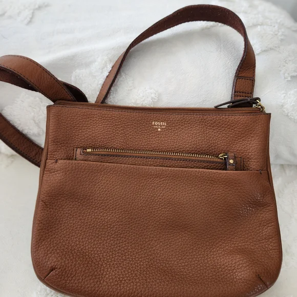 Fossil Brown Pebble Leather Crossbody Bag. Beautiful Bag - Picture 1 of 9